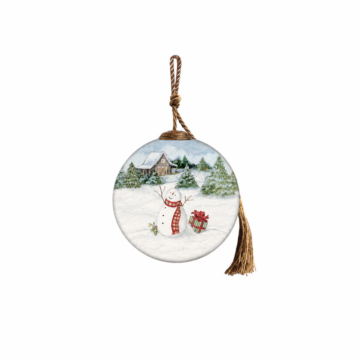 Red And White Glass Ball Ornament