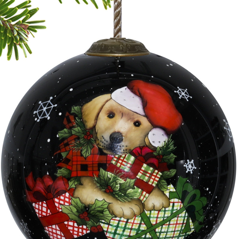 Black Red And Brown Glass Ball Ornament