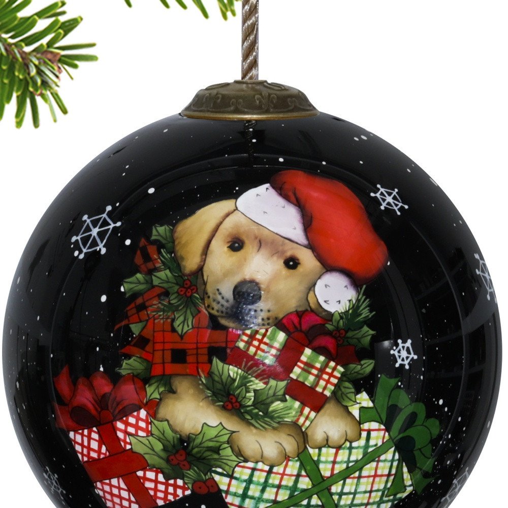 Black Red And Brown Glass Ball Ornament