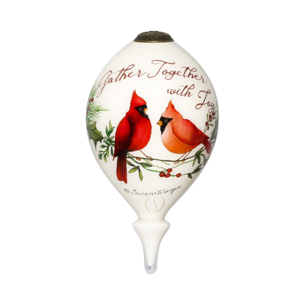 White And Red Glass Finial Ornament