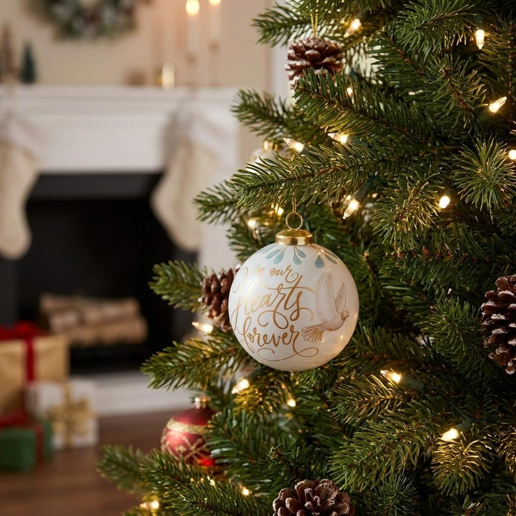 Yellow And White Glass Ball Ornament