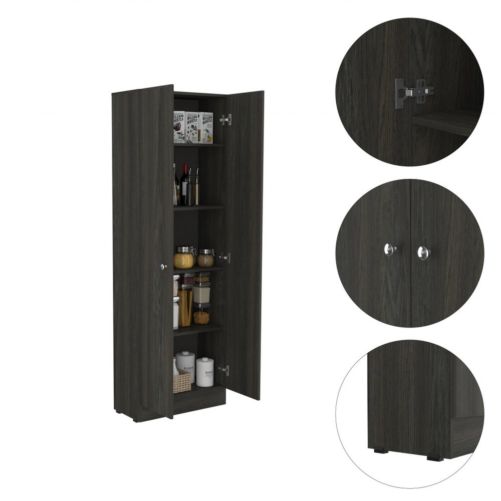 71" Dark Brown Wood Pantry Or Storage Closet