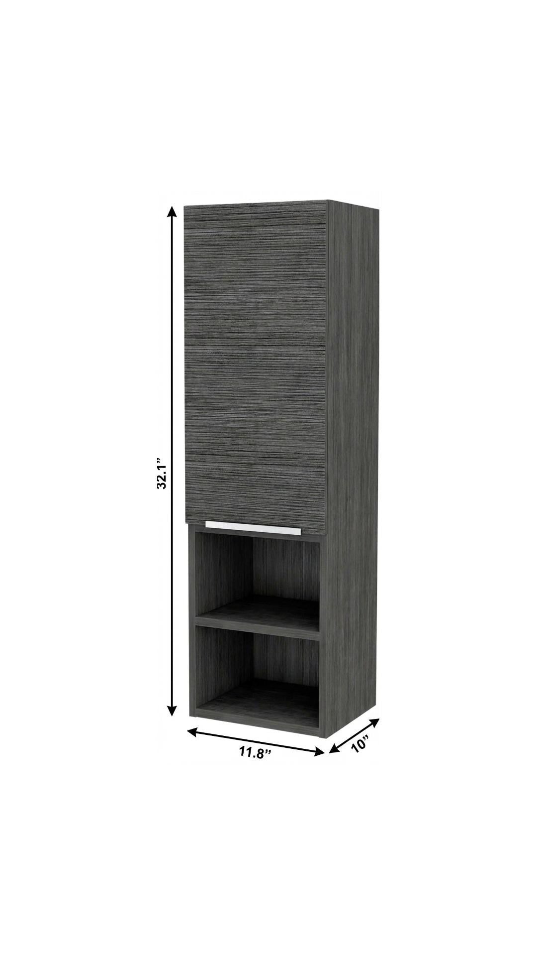 12" Gray Wood Floating Single Door Bathroom Vanity And Medicine Cabinet