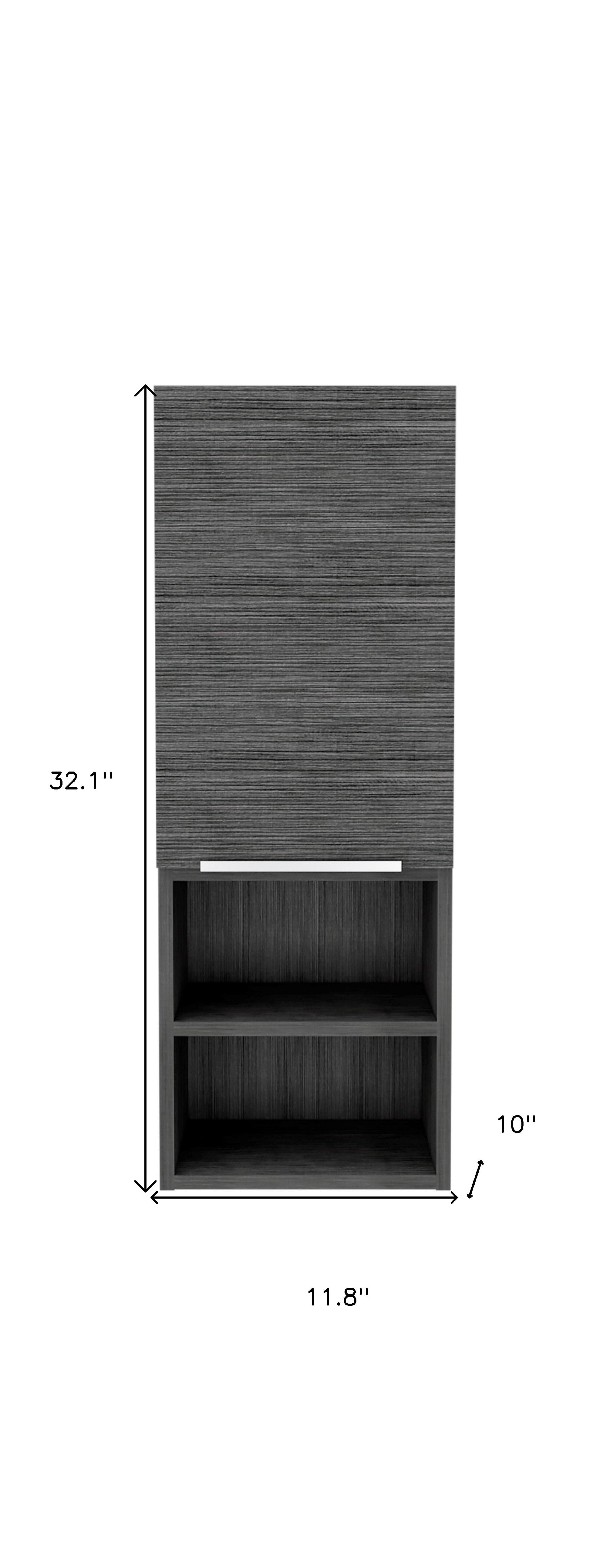 32" Smoky Gray Oak Accent Cabinet With Three Shelves