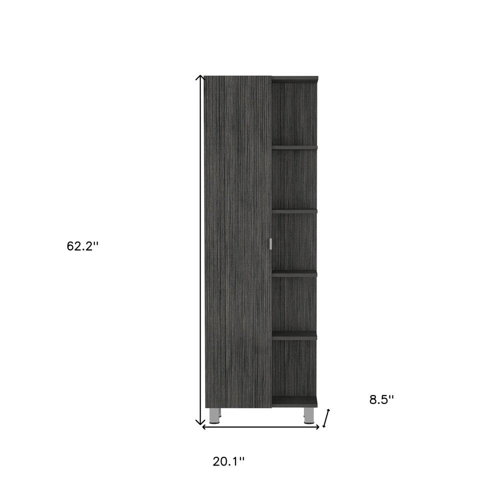 20" Gray Wood Accent Cabinet With Single Door