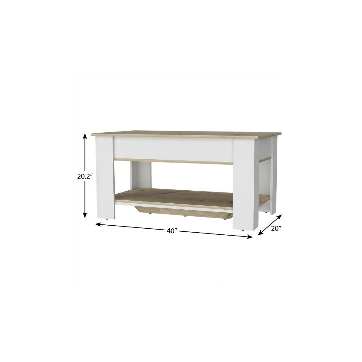40" Natural and White Wood Storage Bench With Flip Top Shoe Storage And Shelves