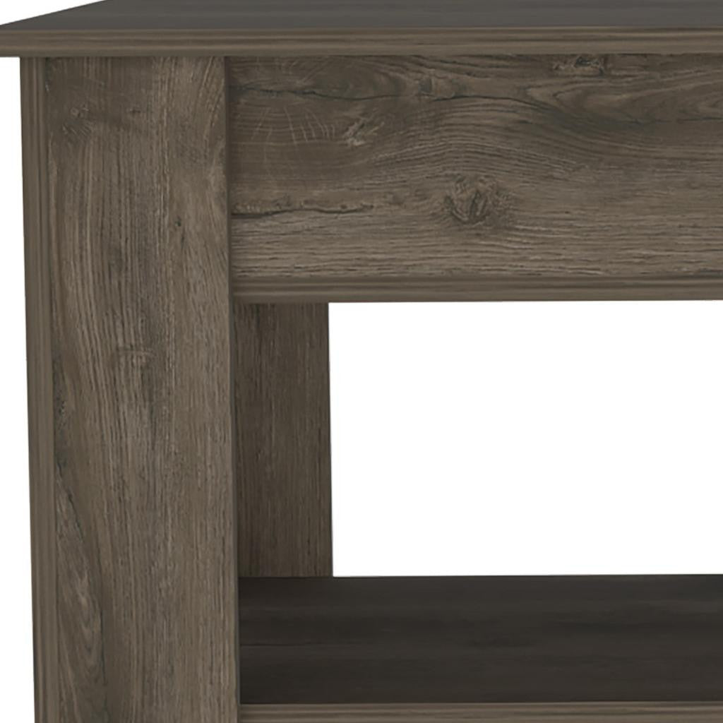 40" Dark Brown Wood Storage Bench With Flip Top Shoe Storage And Shelves