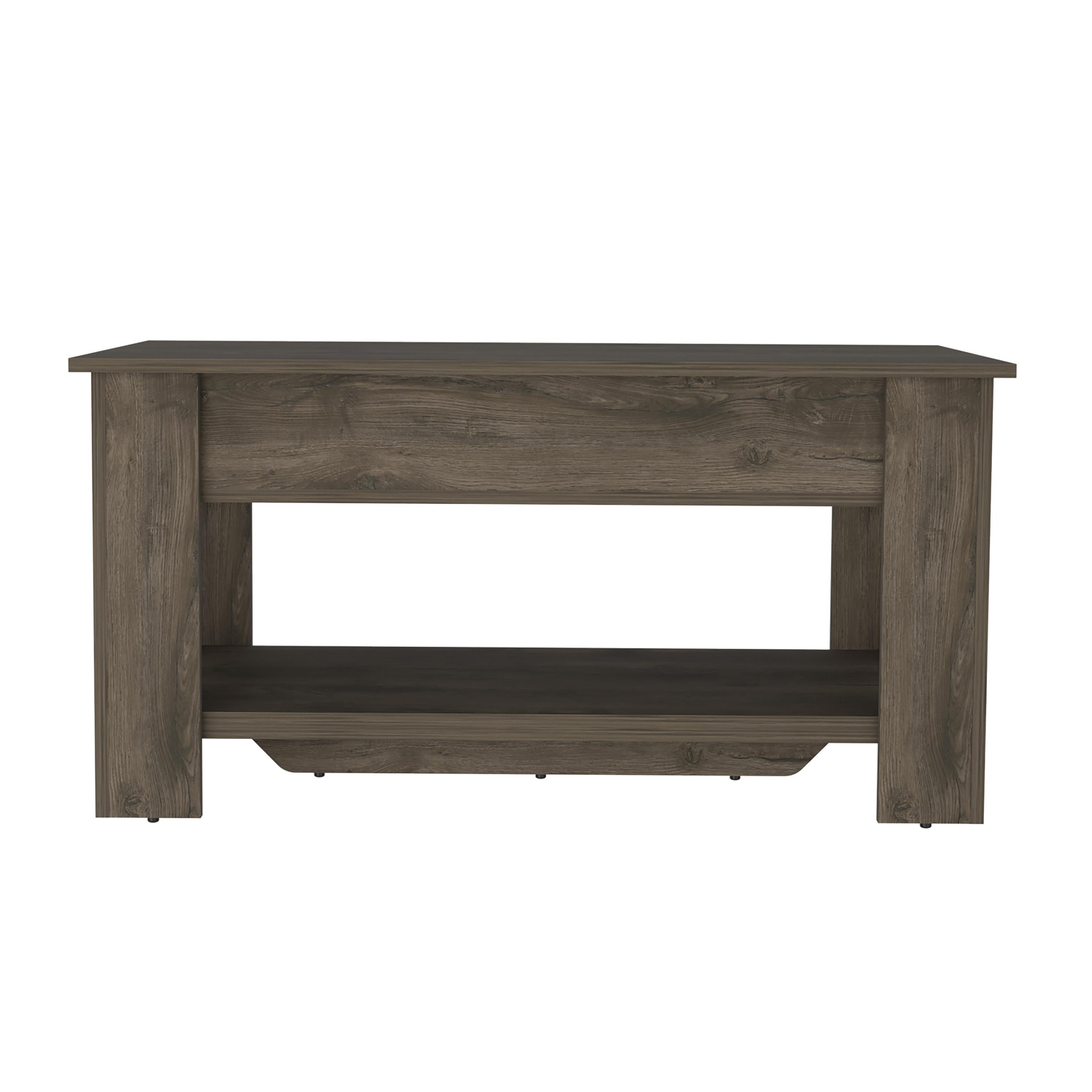 40" Dark Brown Wood Storage Bench With Flip Top Shoe Storage And Shelves
