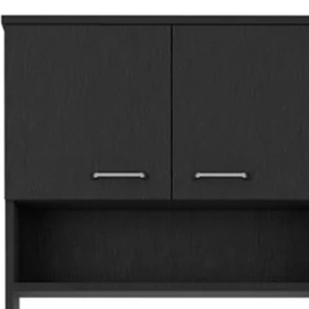 67" Black Wood Four Door Pantry Or Storage Closet
