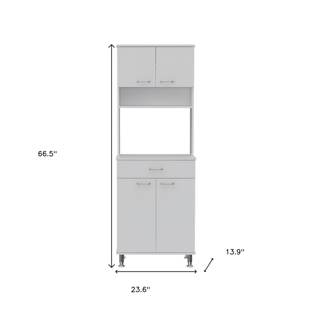 67" White Wood Four Door Pantry Or Storage Closet