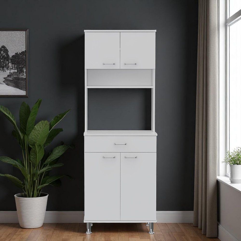 67" White Wood Four Door Pantry Or Storage Closet