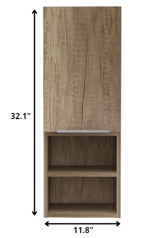 12" Wood Brown Standard Accent Cabinet With Four Shelves