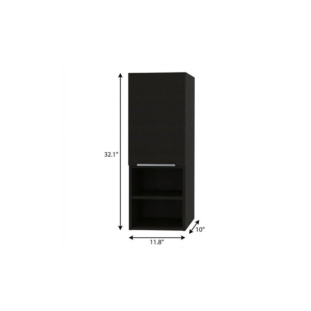 12" Black Laminate Accent Cabinet With Three Shelves