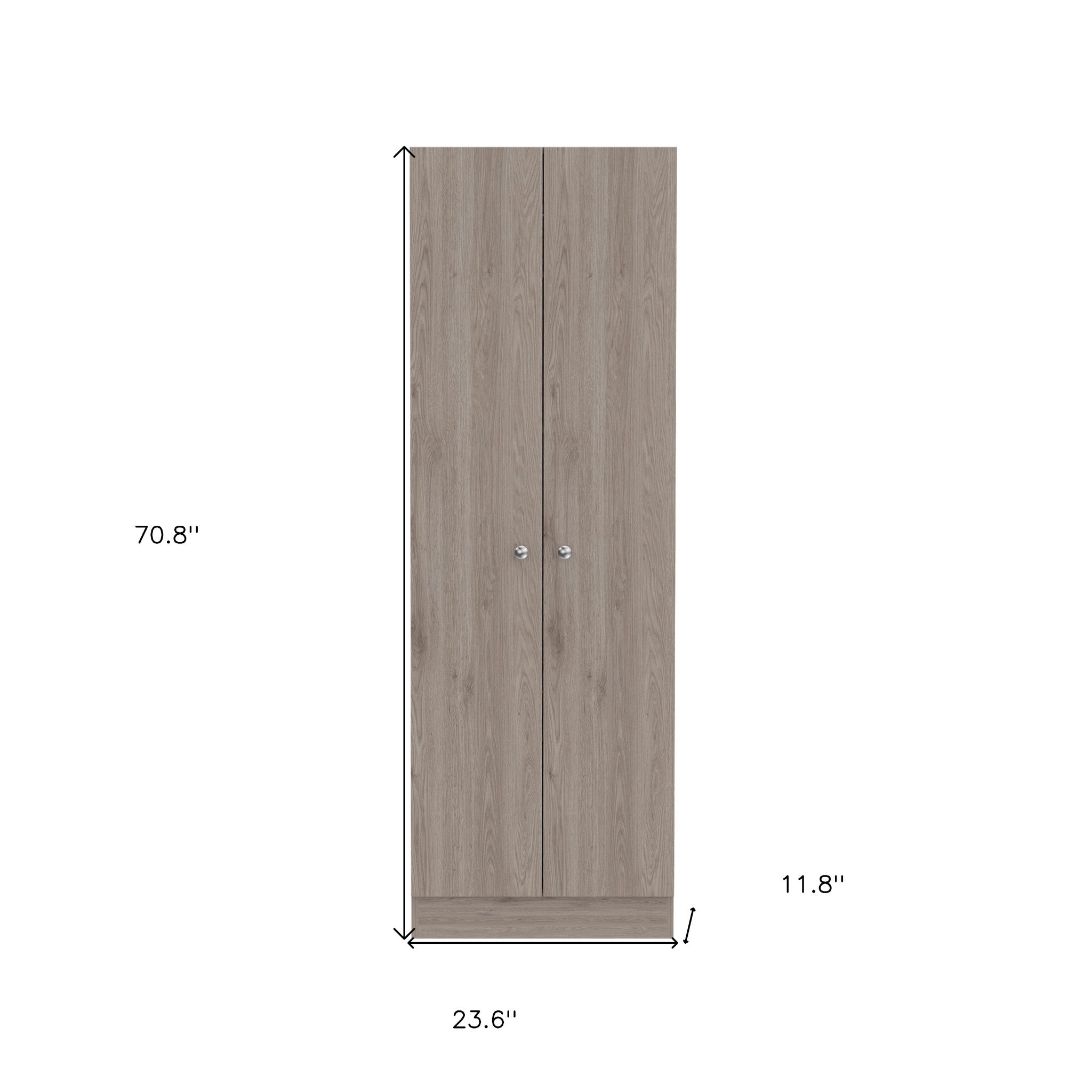 71" Light Gray Wood Two Door Pantry Or Storage Closet