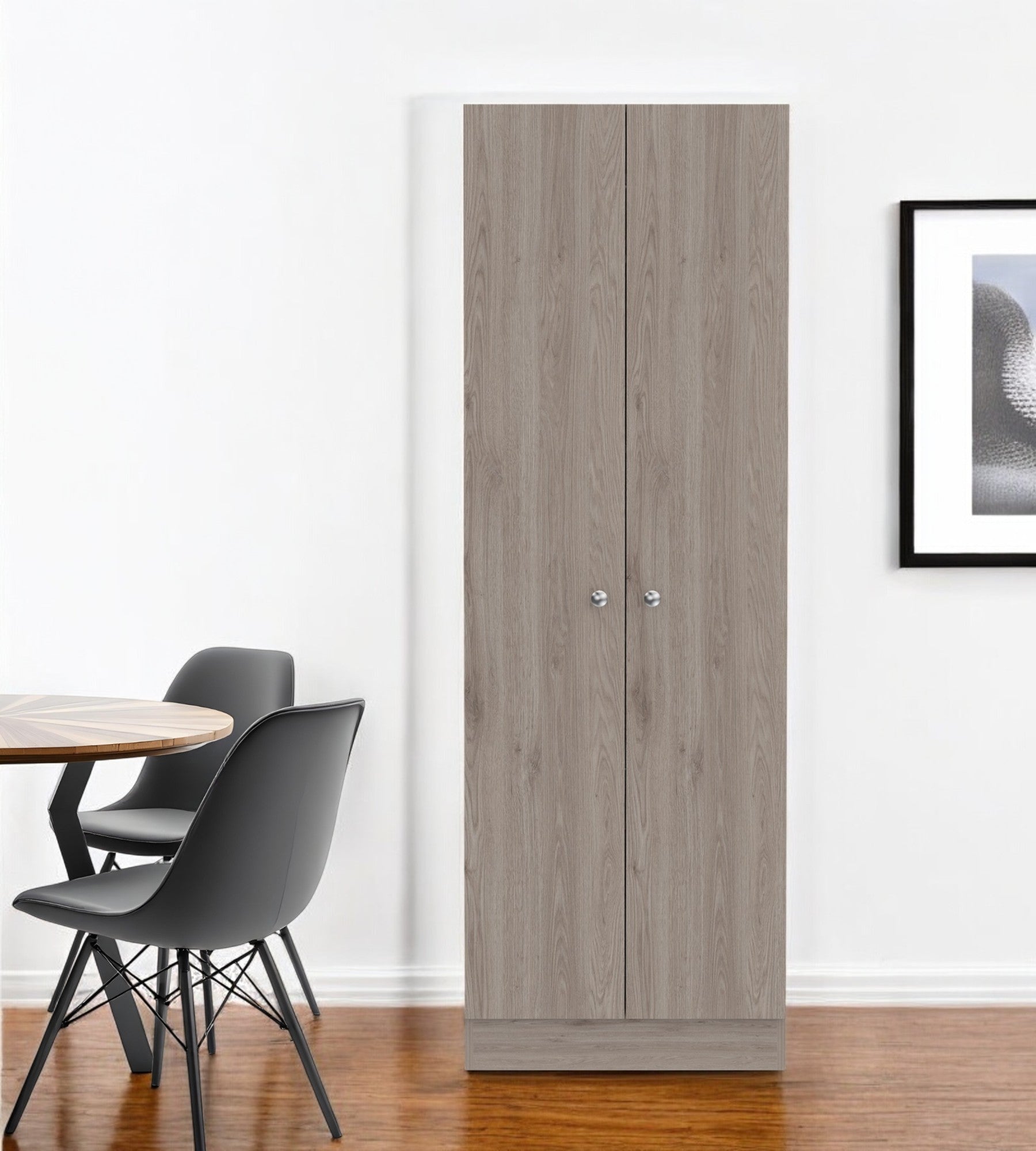 71" Light Gray Wood Two Door Pantry Or Storage Closet
