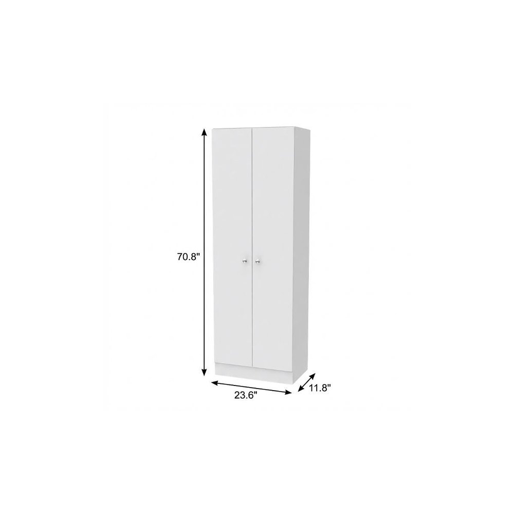 71" White Wood Two Door Pantry Or Storage Closet