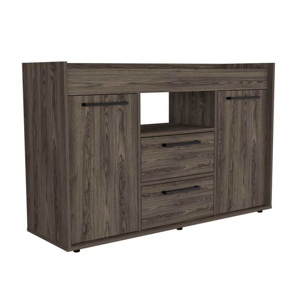 47" Dark Brown Two Drawer with Two Doors
