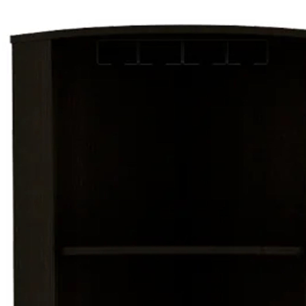 71" Black Wood Corner Bar Cabinet With Two Doors