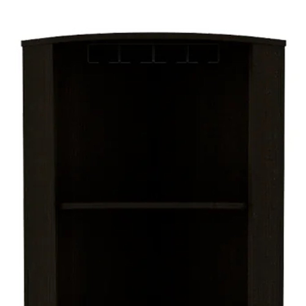 71" Black Wood Corner Bar Cabinet With Two Doors