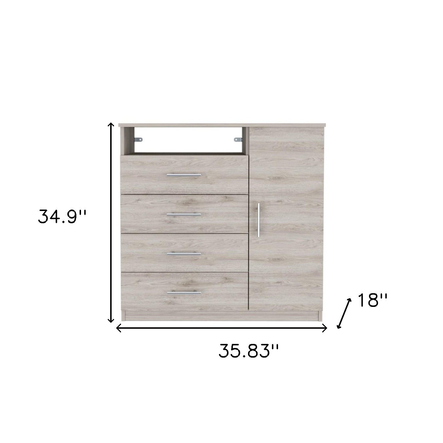 36" Light Gray Manufactured Wood Four Drawer Combo Dresser