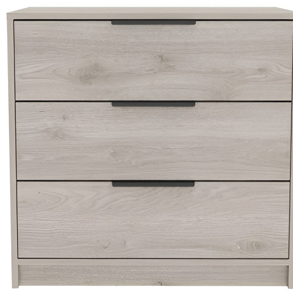 28" Light Gray Wood Three Drawer Dresser