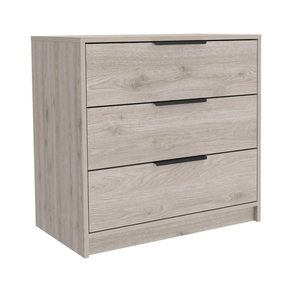 28" Light Gray Wood Three Drawer Dresser