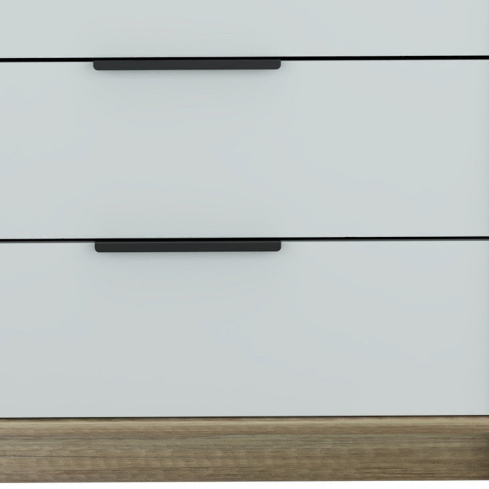 28" Brown And White Three Drawer Dresser