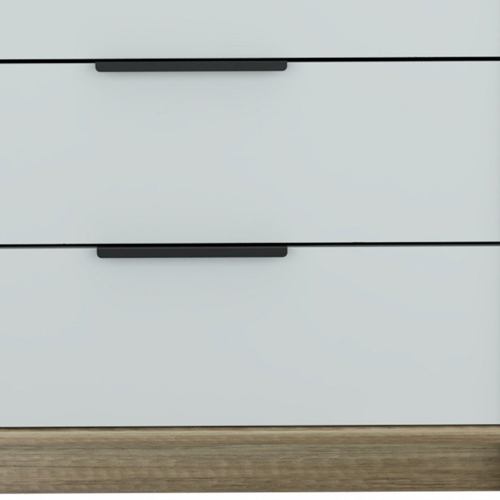 28" Brown And White Three Drawer Dresser