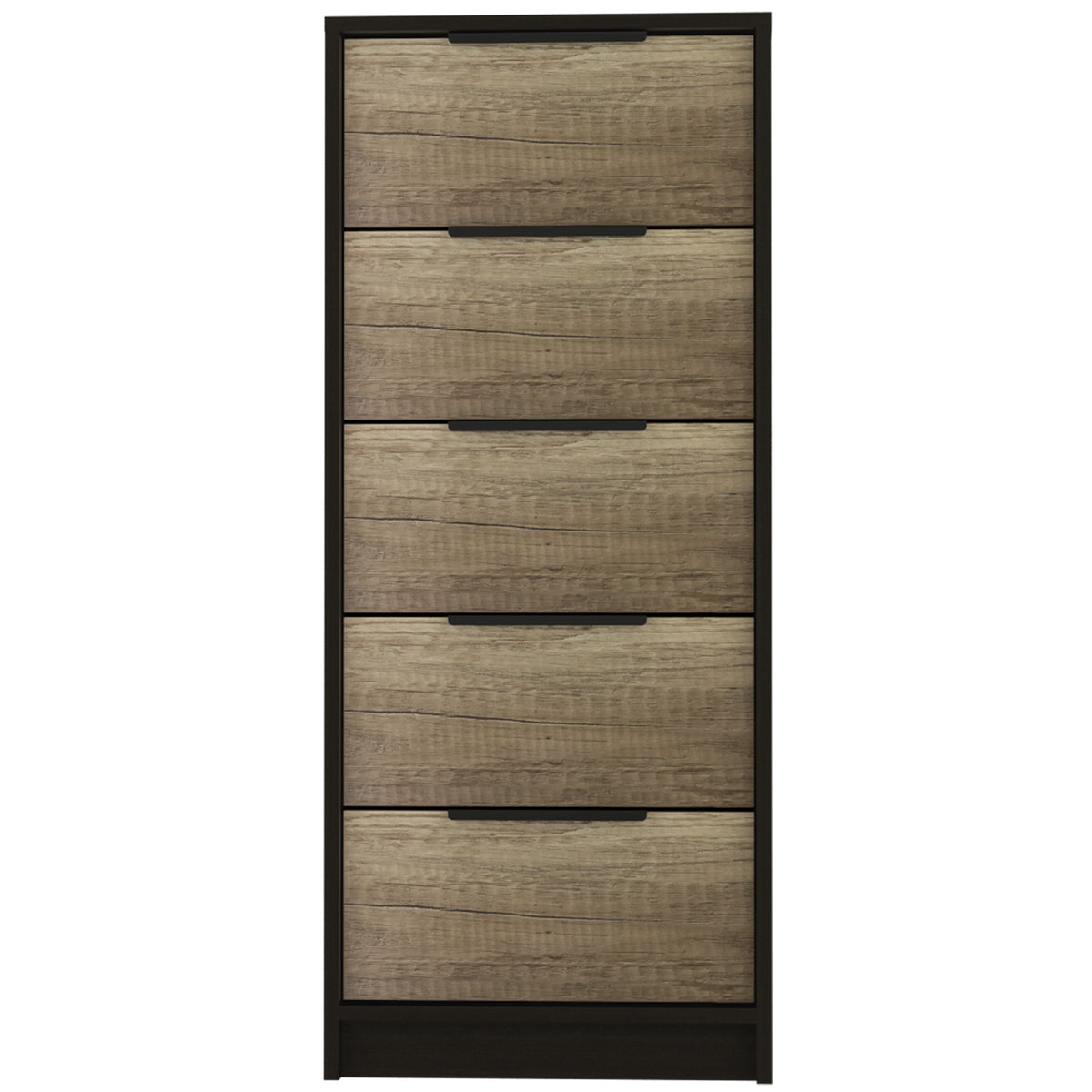 18" Black And Brown Wood Five Drawer Dresser