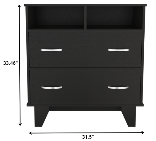 32" Black Manufactured Wood Two Drawer Dresser