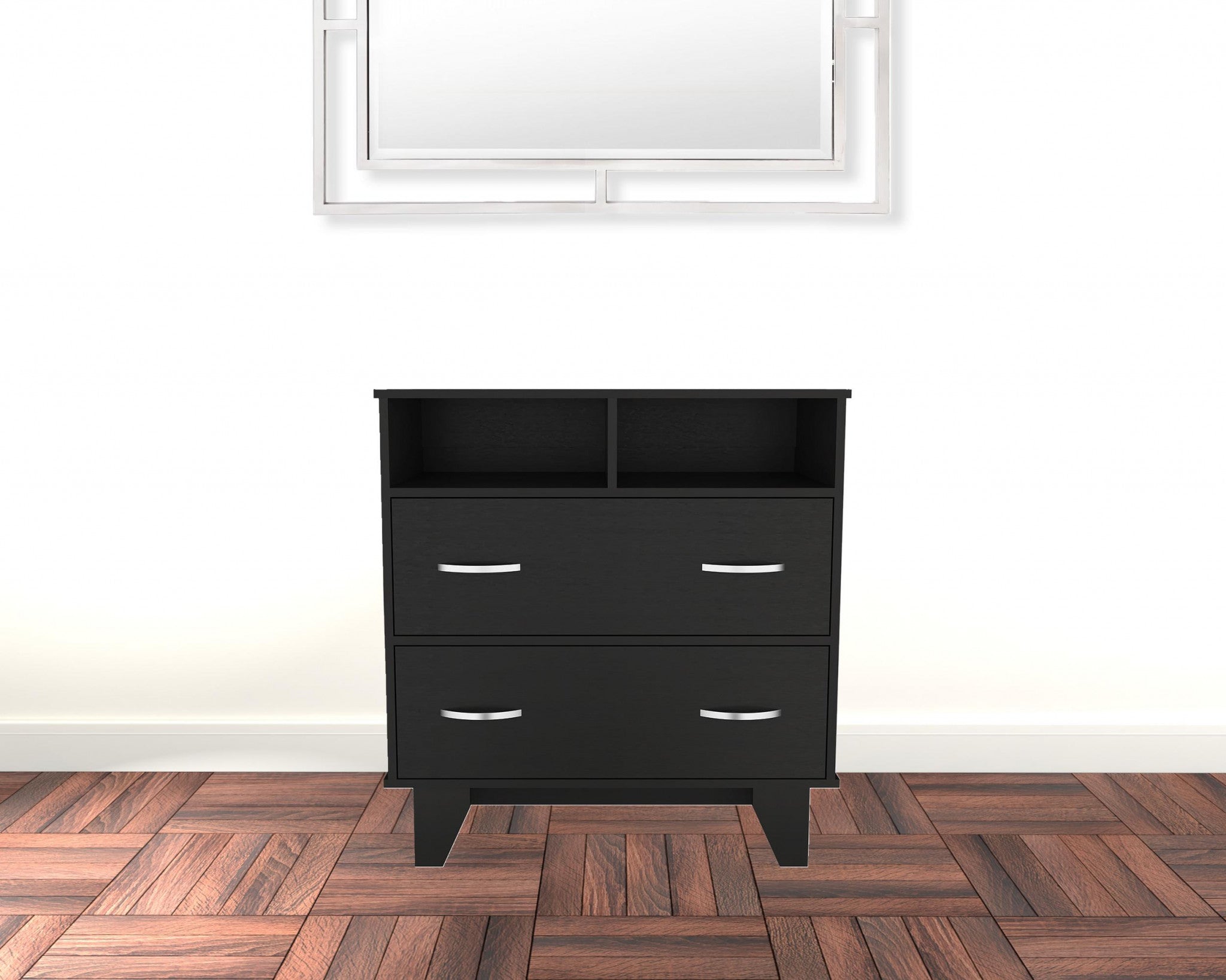 32" Black Manufactured Wood Two Drawer Dresser