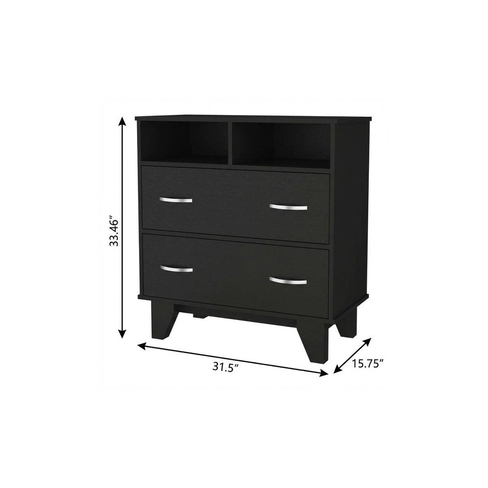 32" Black Manufactured Wood Two Drawer Dresser