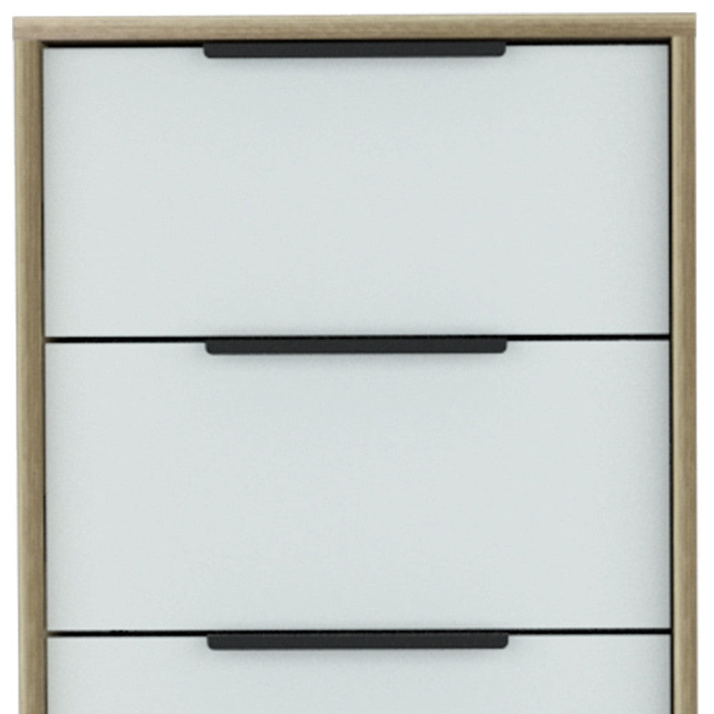 18" Brown And White Five Drawer Chest