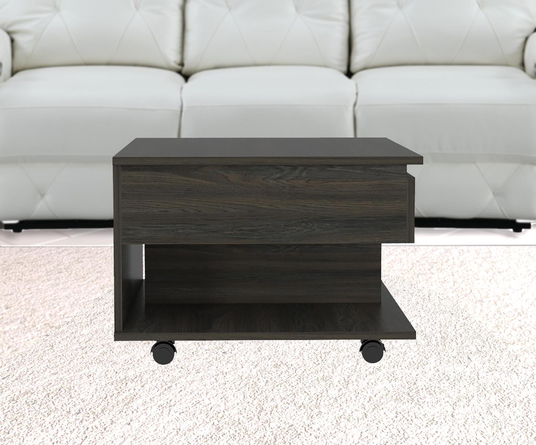 22" Carbon Espresso Manufactured Wood Rectangular Coffee Table With Drawer