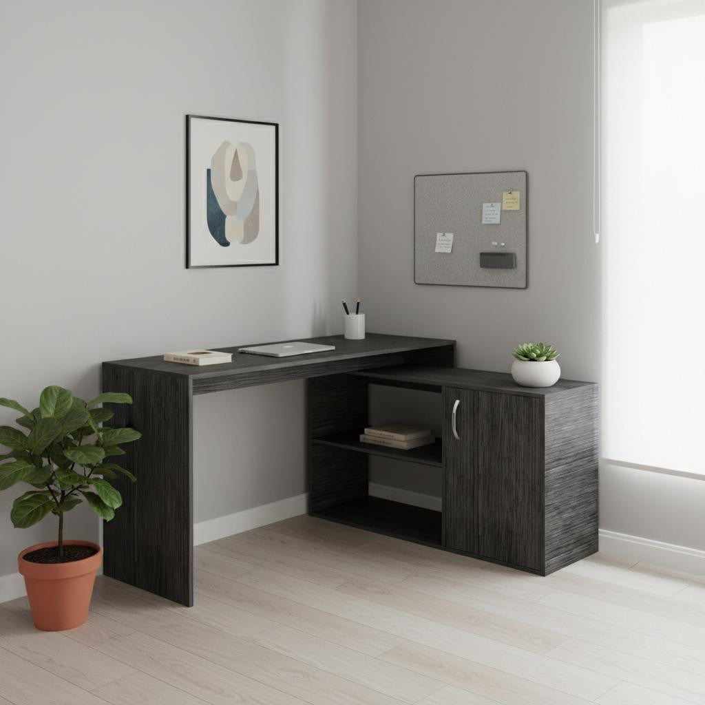 60" Gray L Shape Computer Desk