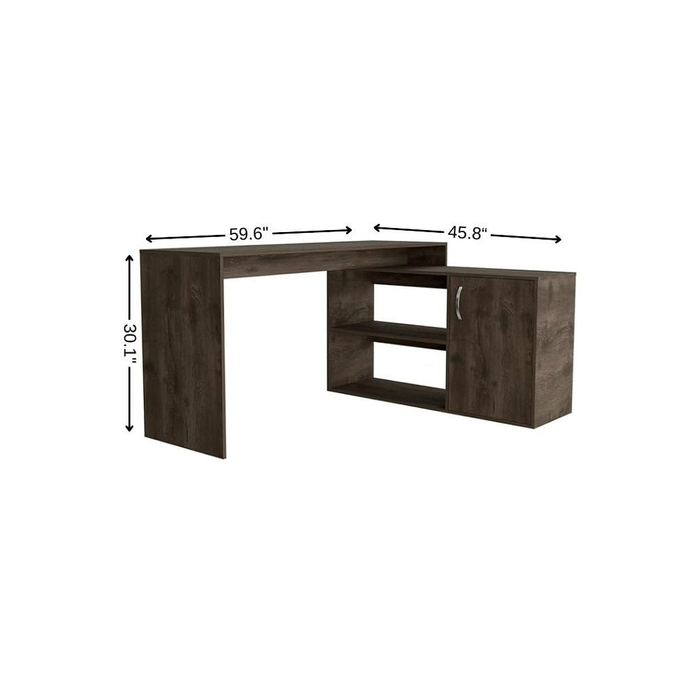 60" Dark Brown Wood Credenza Desk