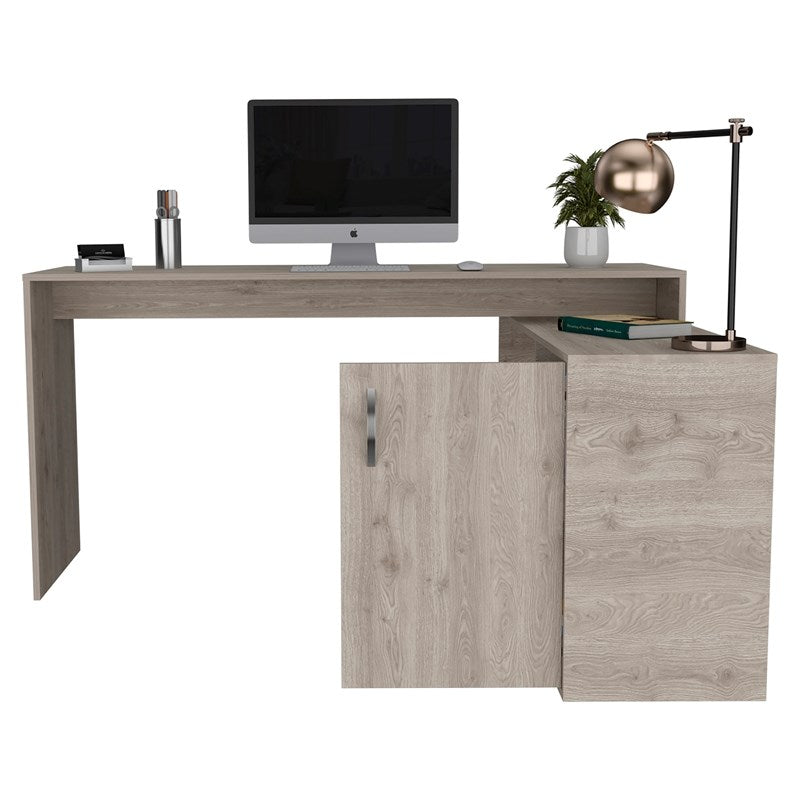 60" Light Gray L Shape Computer Desk