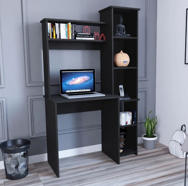 Modern Black  Office Desk with Storage Cabinet