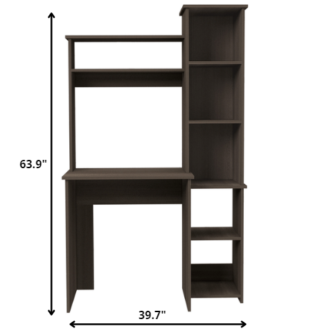 Modern Smokey Oak  Office Desk with Storage Cabinet