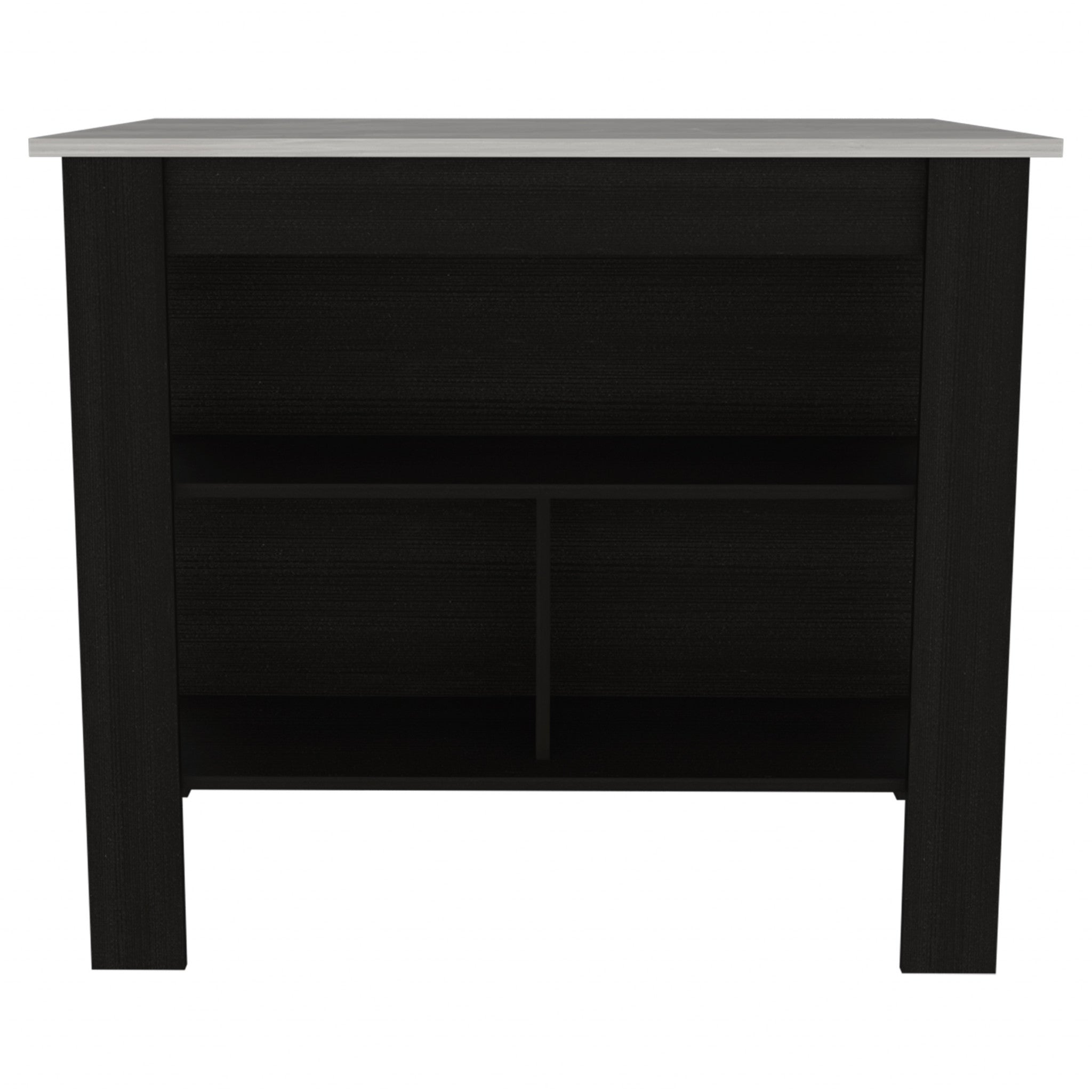 41" Ivory And Black Wood Kitchen Island With Storage