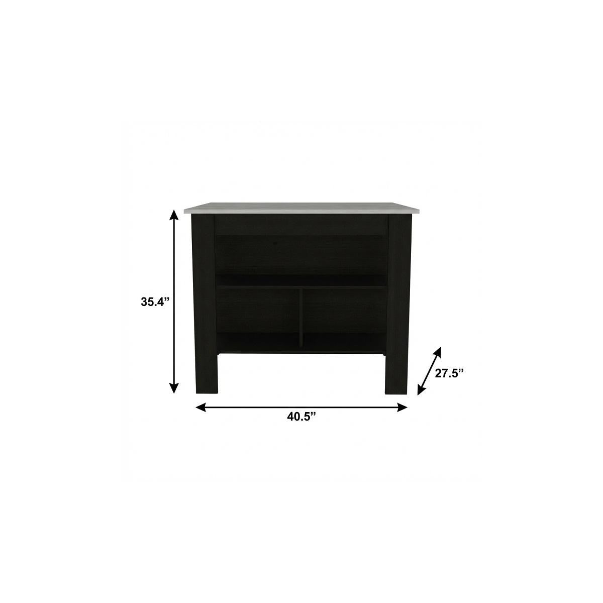 41" Ivory And Black Wood Kitchen Island With Storage