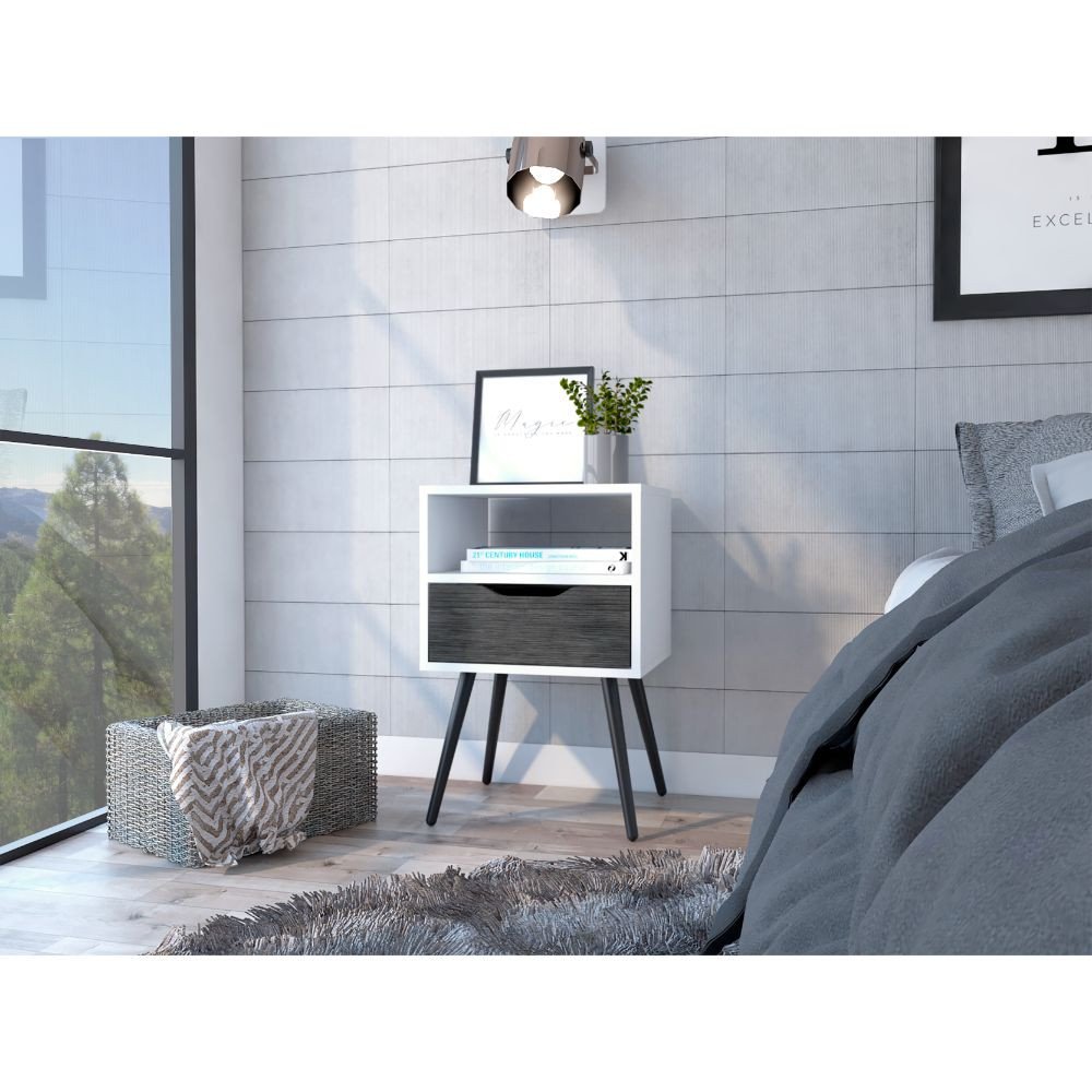 25" Wood One Drawer Nightstand