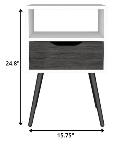 25" Wood One Drawer Nightstand