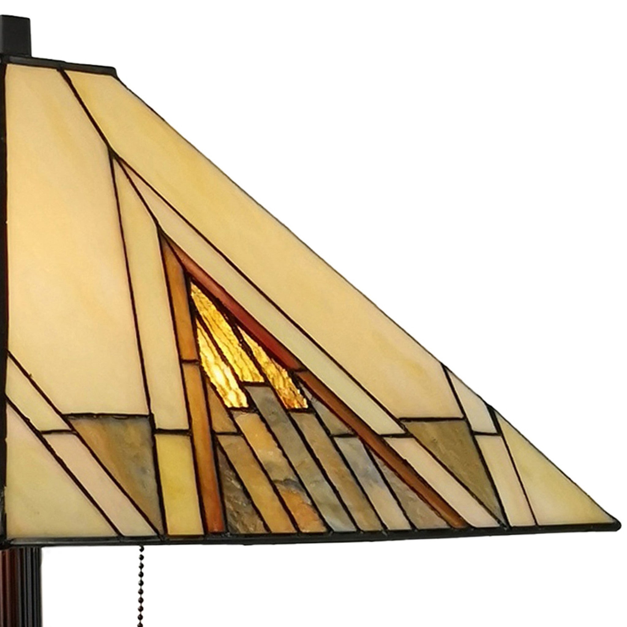 62" Brown Two Light Beige And Brown Geometric Stained Glass Floor Lamp