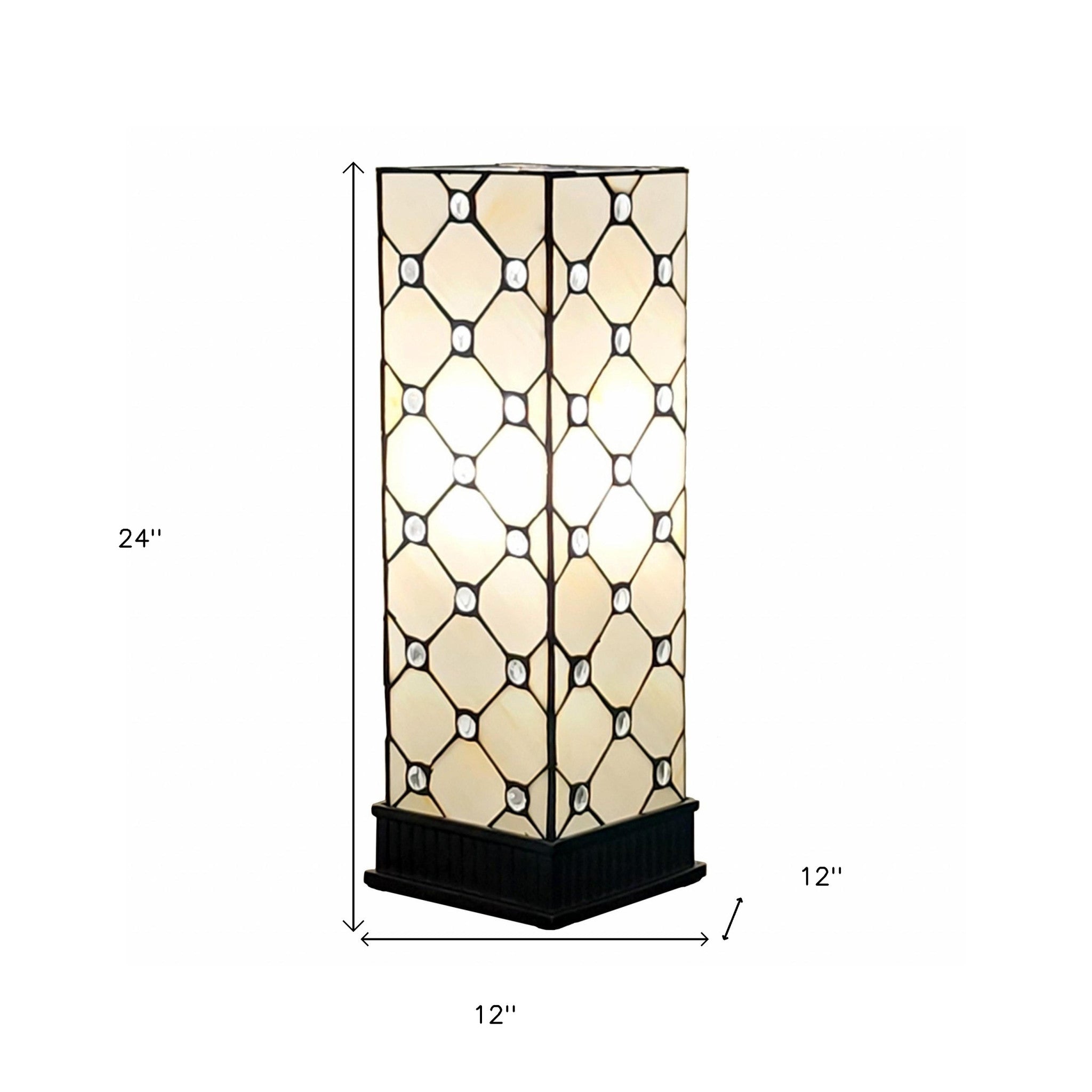18" Tiffany Style Jeweled Dark Brown Base Table Lamp