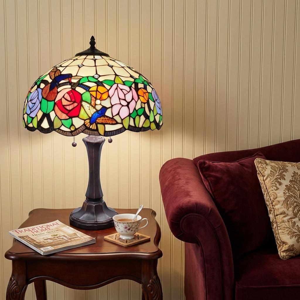 23" Dark Brown Metal Two Light Candlestick Table Lamp With Brown and Ivory Shade