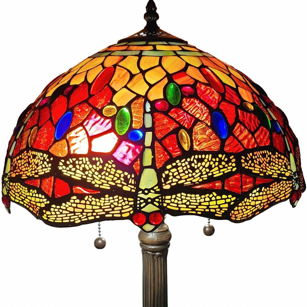 22" Dark Brown Metal Two Light Candlestick Table Lamp With Red and Black Shade