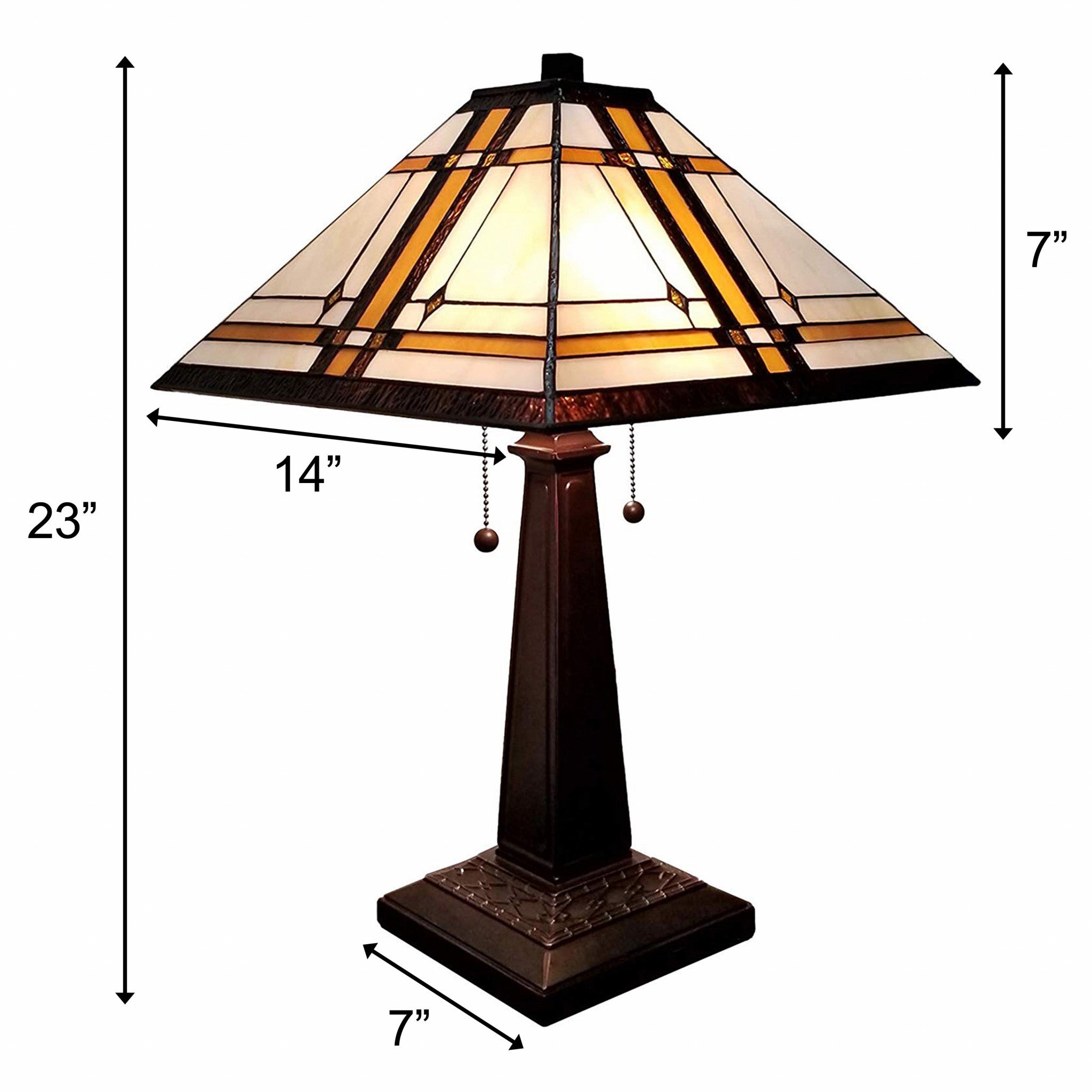 22" Dark Brown Metal Two Light Candlestick Table Lamp With Beige Shade