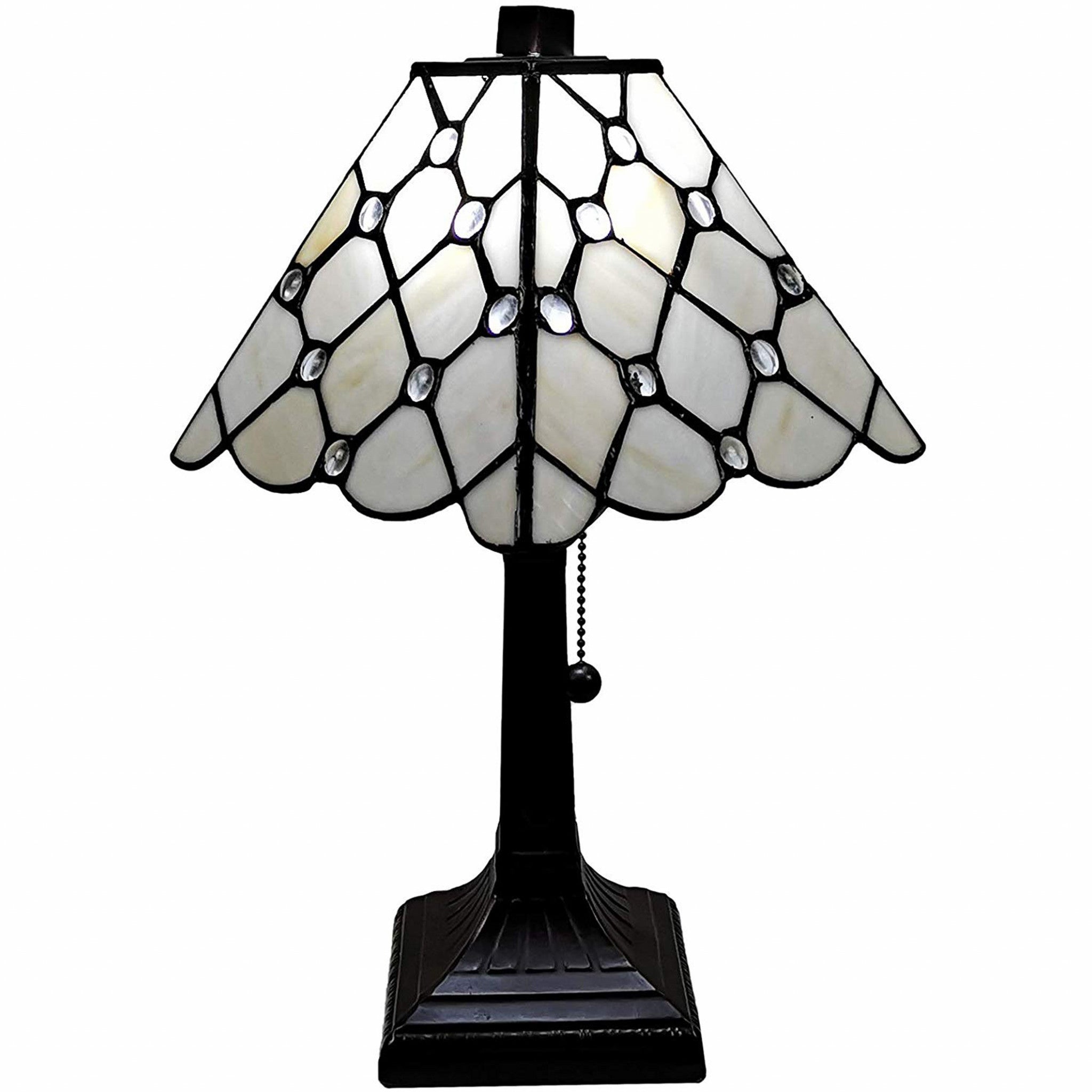 15" Dark Brown Metal Candlestick Table Lamp With White Empire Shade
