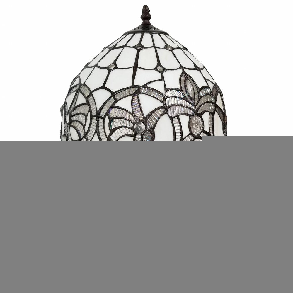 19" Dark Brown Metal Candlestick Table Lamp With White Dome Shade